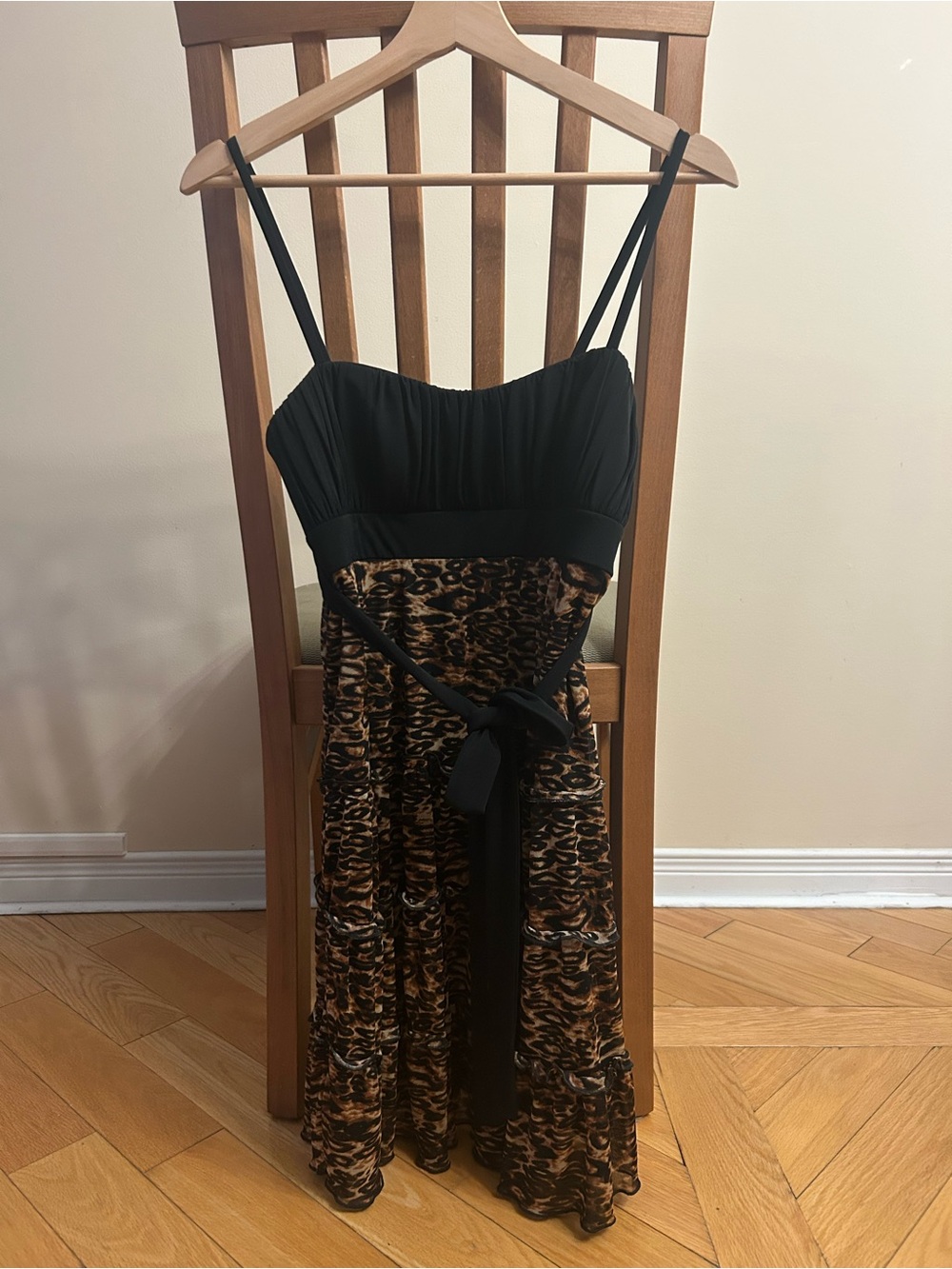 Y2K Leopard-Print Strap Midi Dress